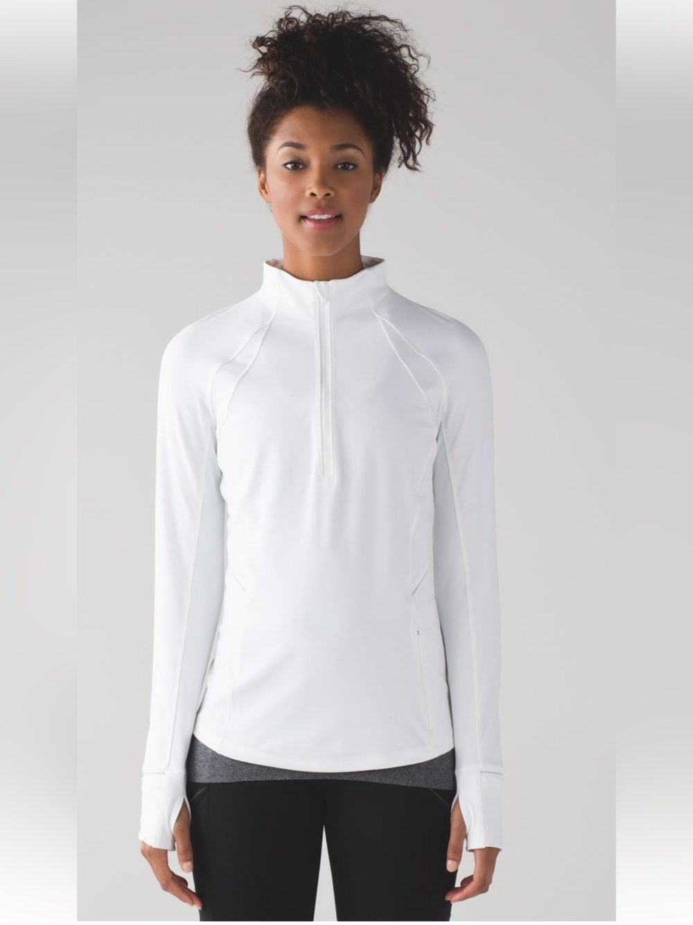 LULULEMON athletica Fresh Track 1/2 White Quarter-Zip Thumbhole Pullover
